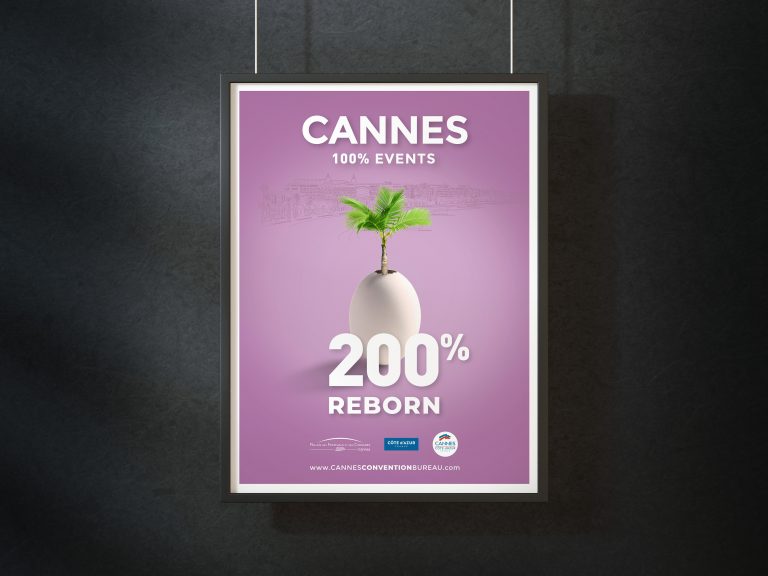 White poster mockup with black frame hanging on the wall with shadows, 3d rendering