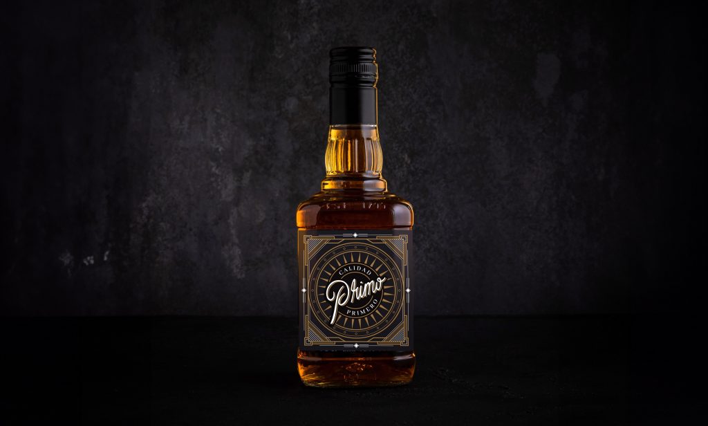 Minsk, Belarus - 14-04-2023: a bottle of Jim Beam bourbon whiskey on dark background, product horizontal photo